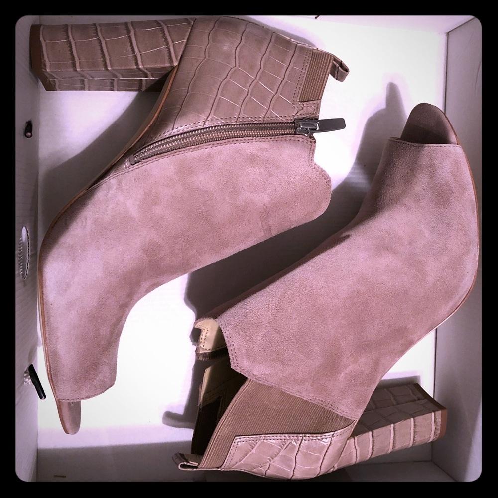 SALE Marc Fisher Leather Suede Peep Toe Booties